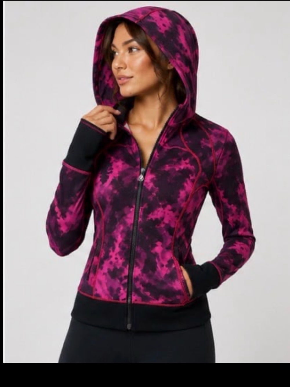 Lululemon Dance Studio Jacket Reversible Pink Black Ink Blot Print Sz 6 - Picture 7 of 12